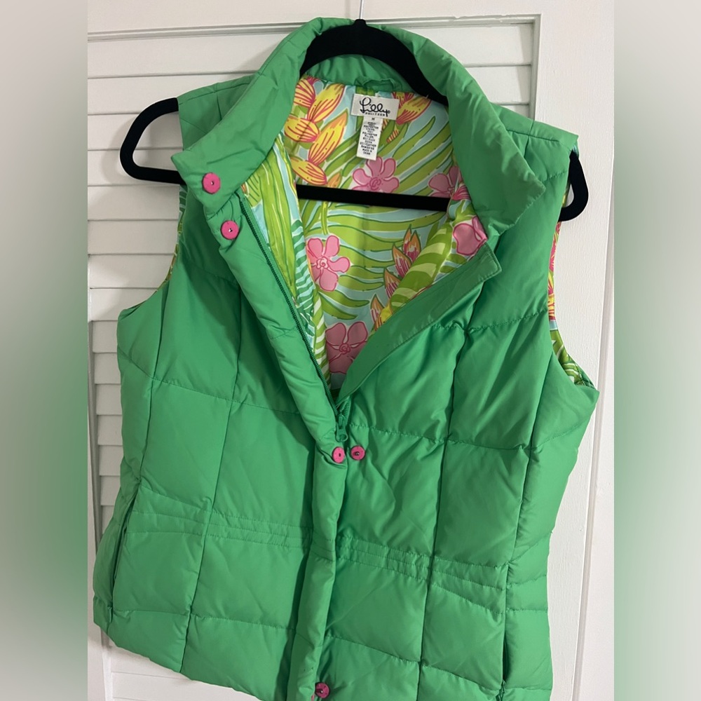 Lilly Pulitzer Vest Puff size medium women green tropical